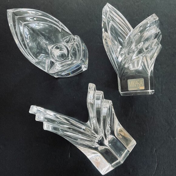 VINTAGE MIKASA Set of 3 Art Deco Candleholders EUC - Picture 1 of 7